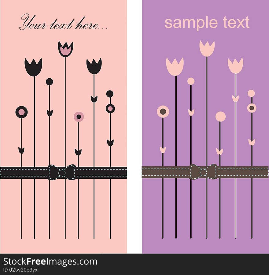 Floral Card With Abstract Flowers.