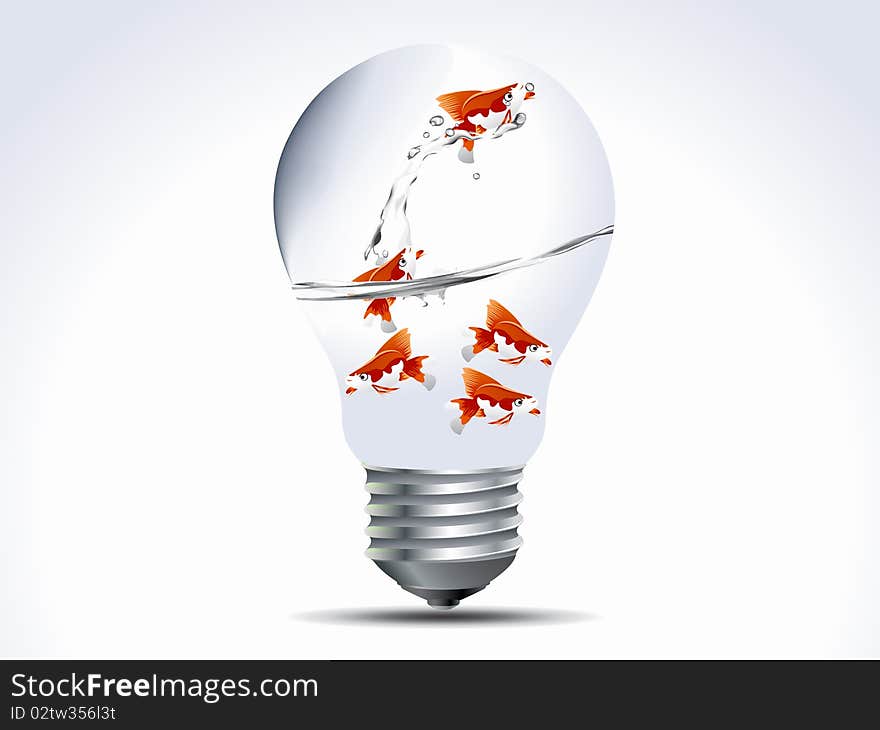 Vector illustration of  fish in the bulb. Vector illustration of  fish in the bulb