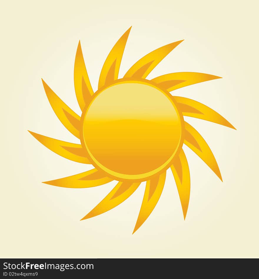 Beautiful symbol, an icon of the sun, with rays of yellow. Beautiful symbol, an icon of the sun, with rays of yellow