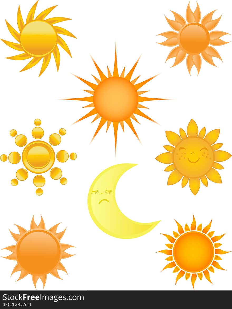 Sun symbol weather, white, yellow . Sun symbol weather, white, yellow .