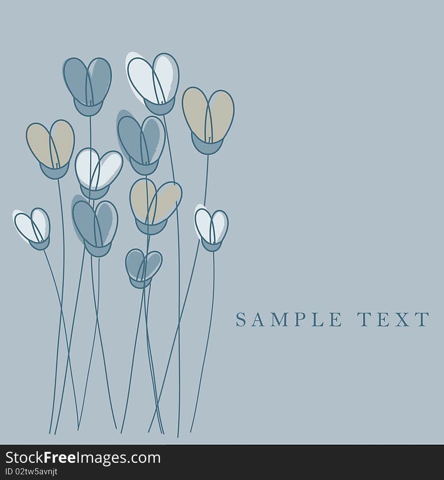 Beautiful retro flowers in shades. Beautiful retro flowers in shades