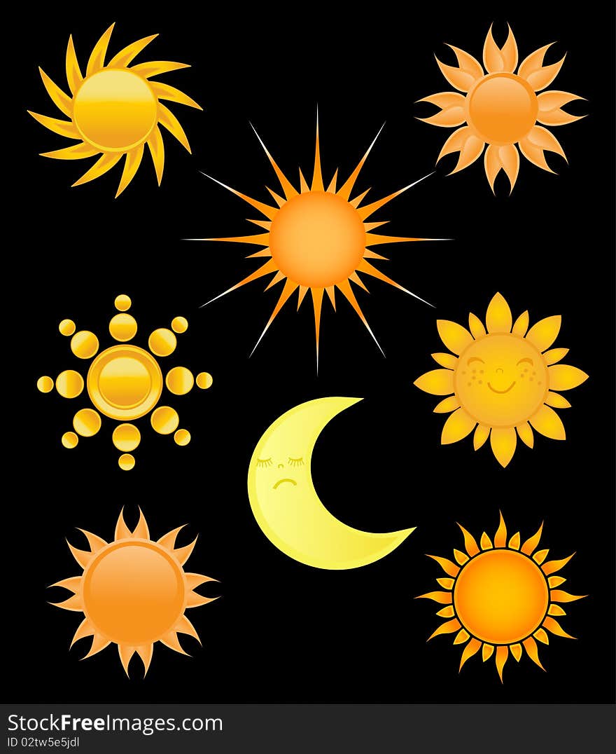 Sun icons set