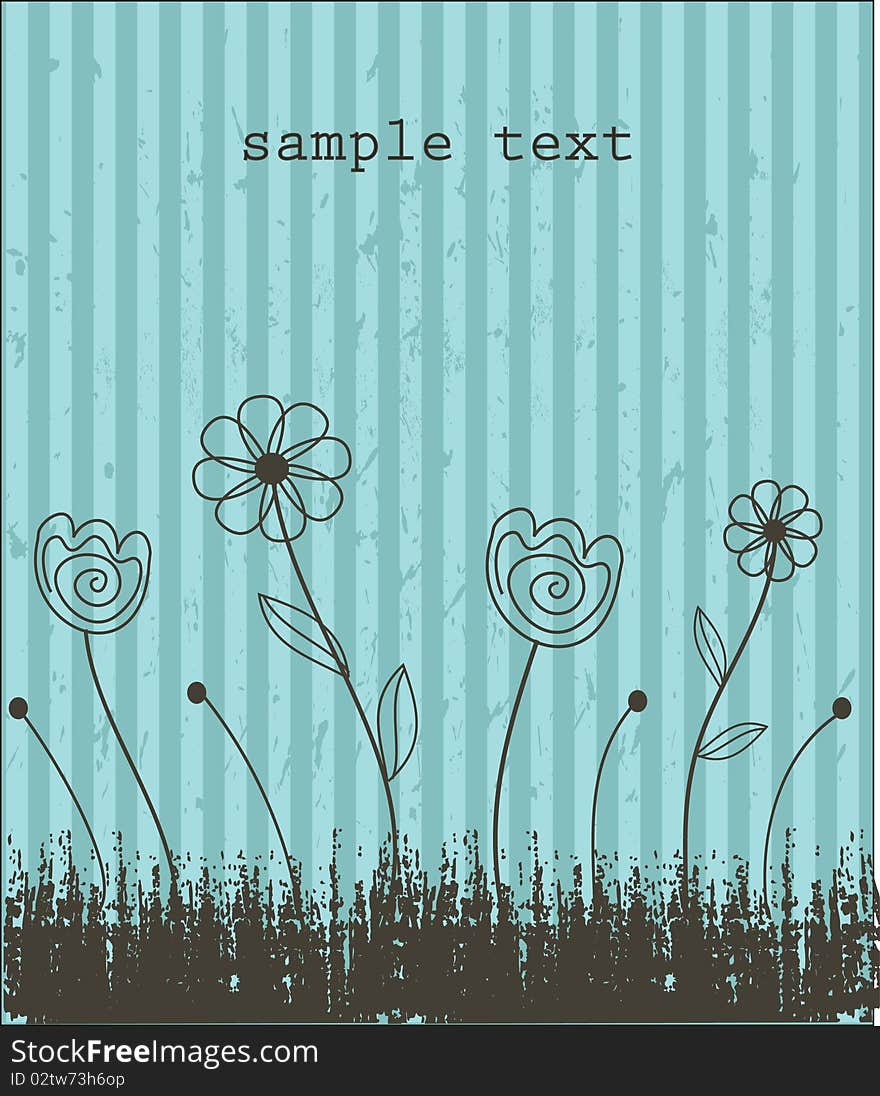 Floral card with abstract flowers.