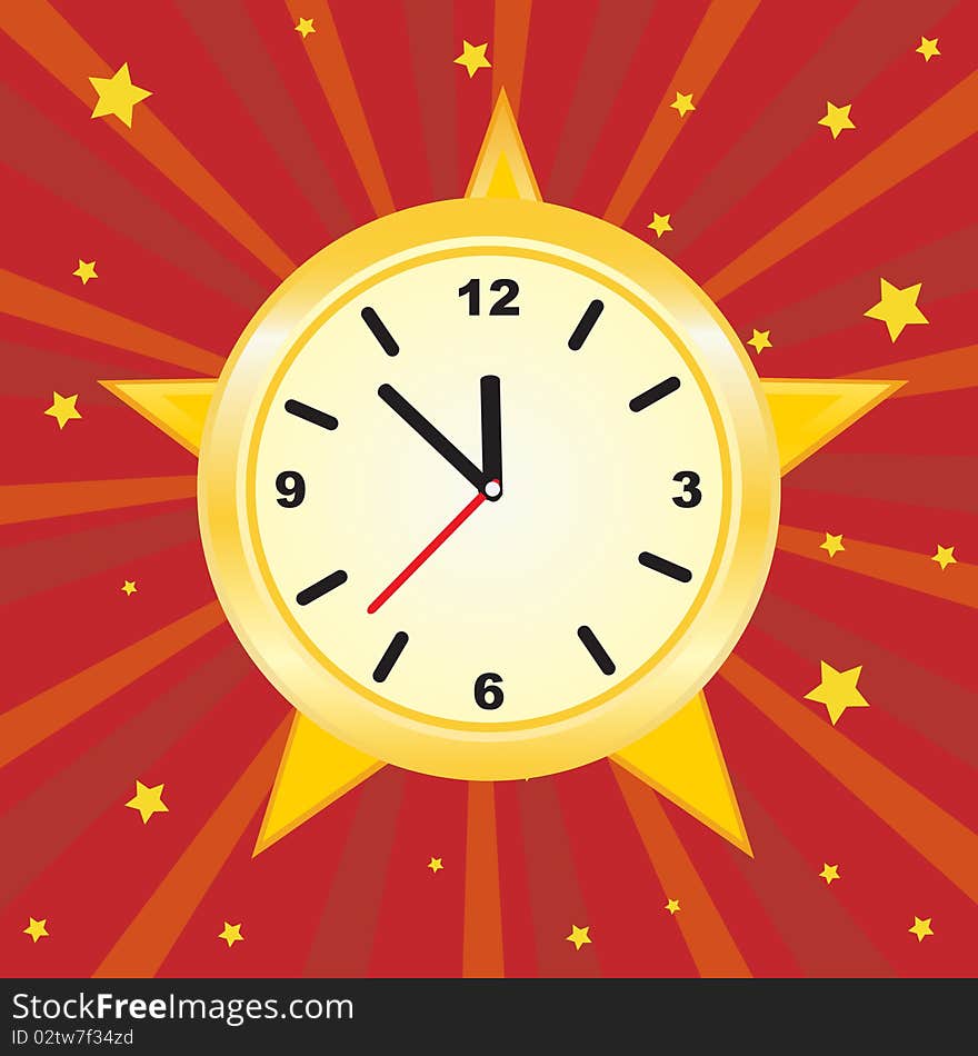 Golden clock stylish symbol time