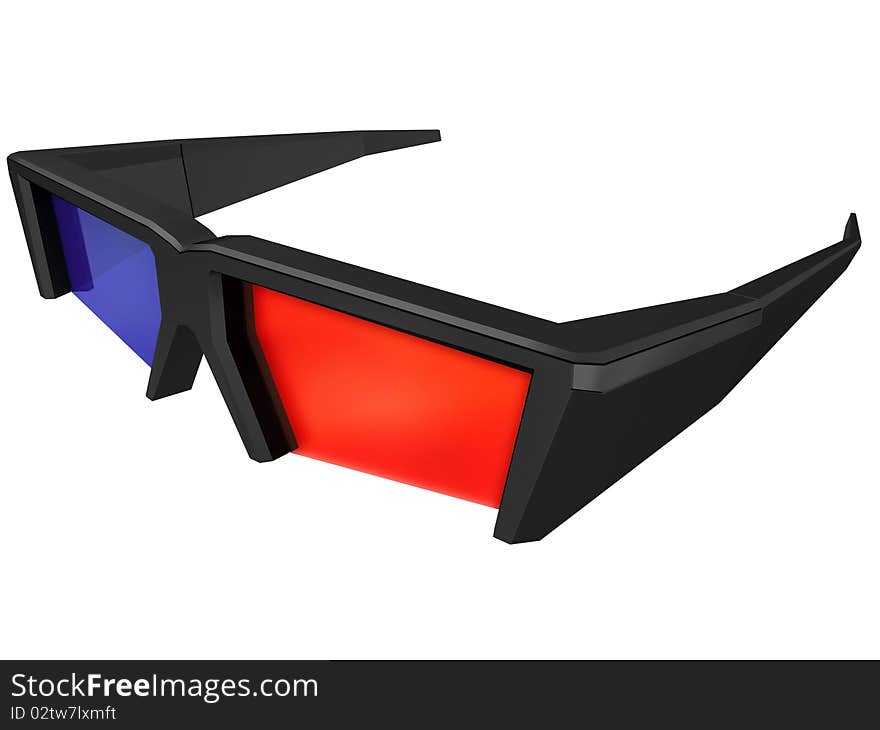 Plastic stereos glasses for viewing 3d films isolated on a white background