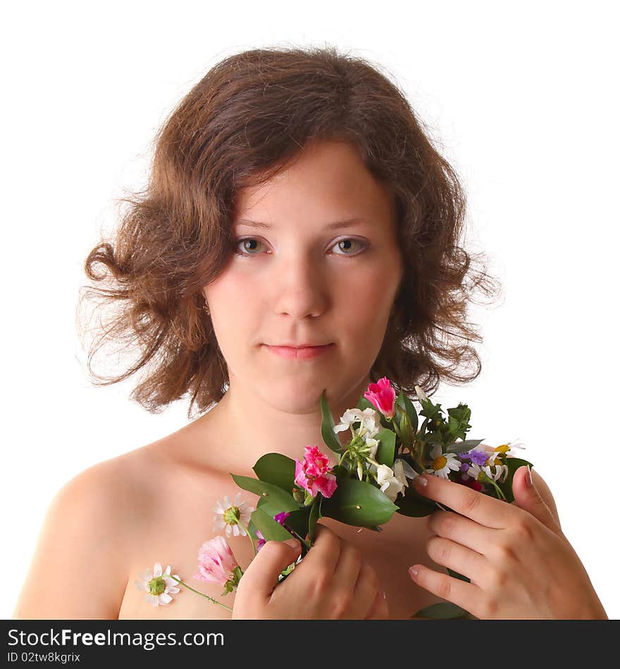 Beautiful girl with flowers