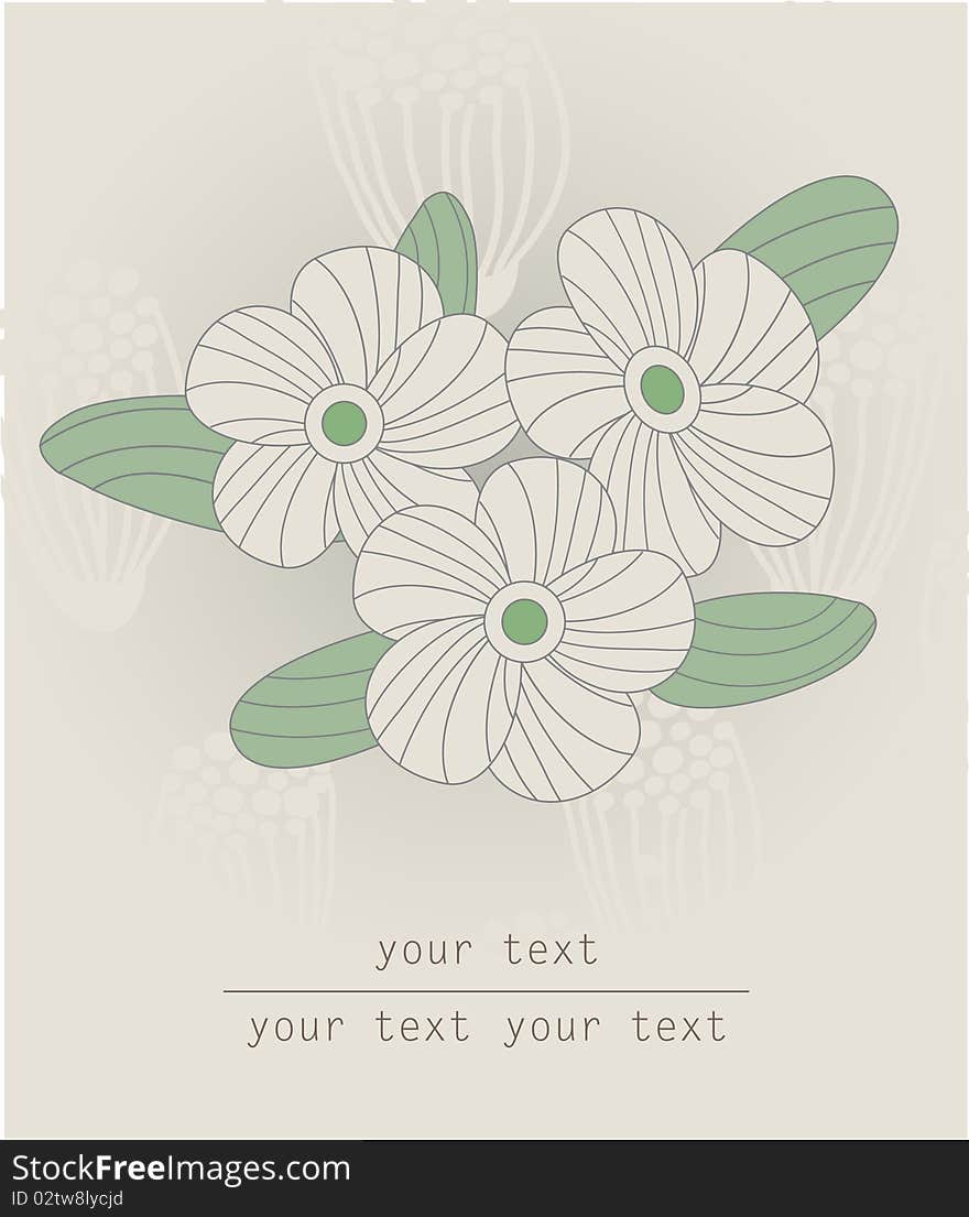 Flowers. Abstract hand drawn card. Flowers. Abstract hand drawn card.