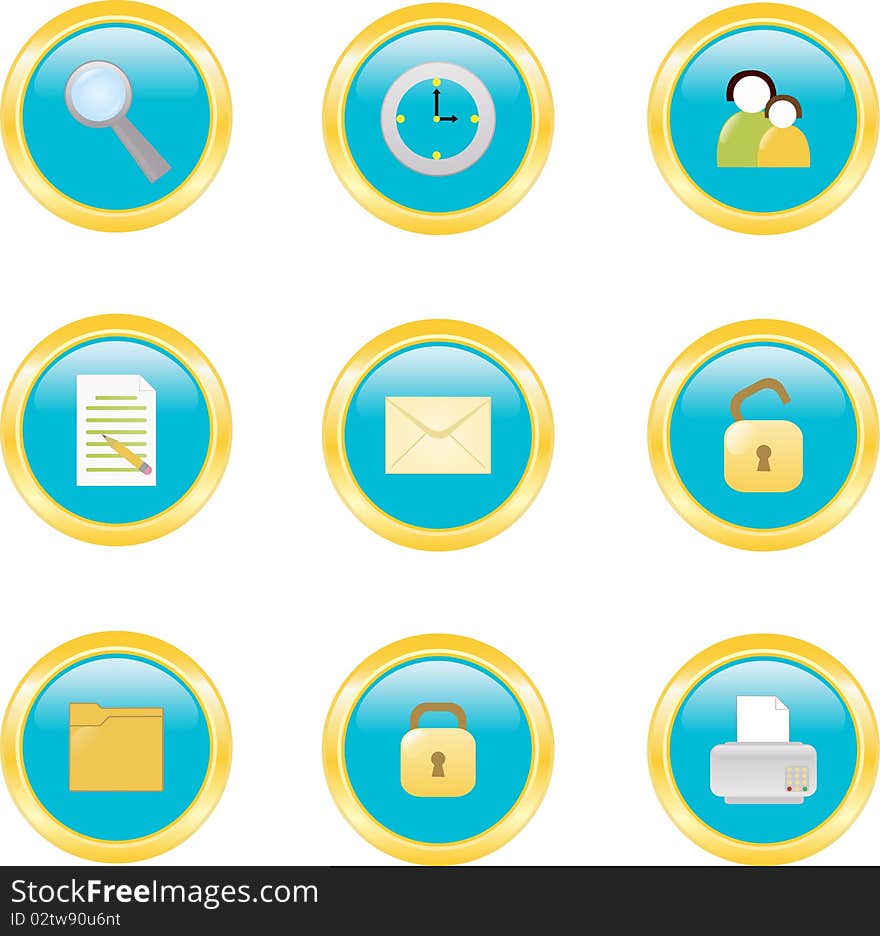 Web business button icons set. Web business button icons set