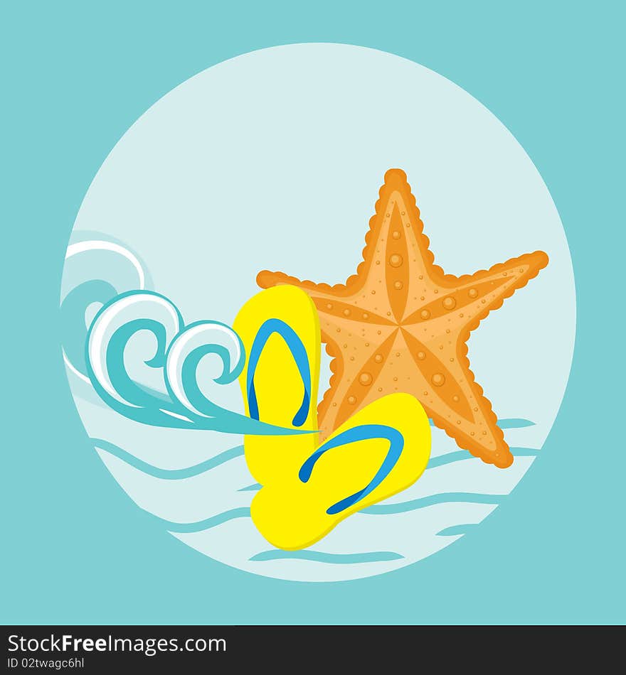 Starfish. Summer card.