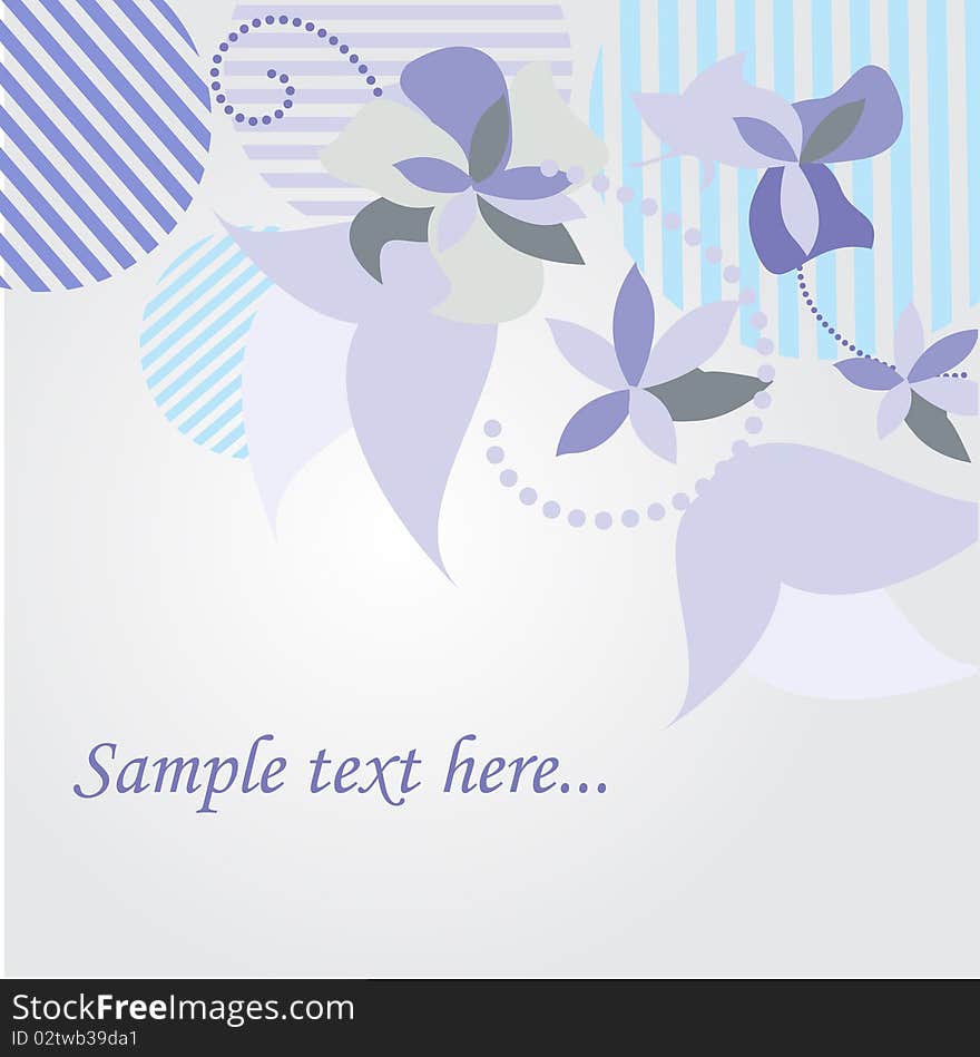 Floral Card With Abstract Flowers.