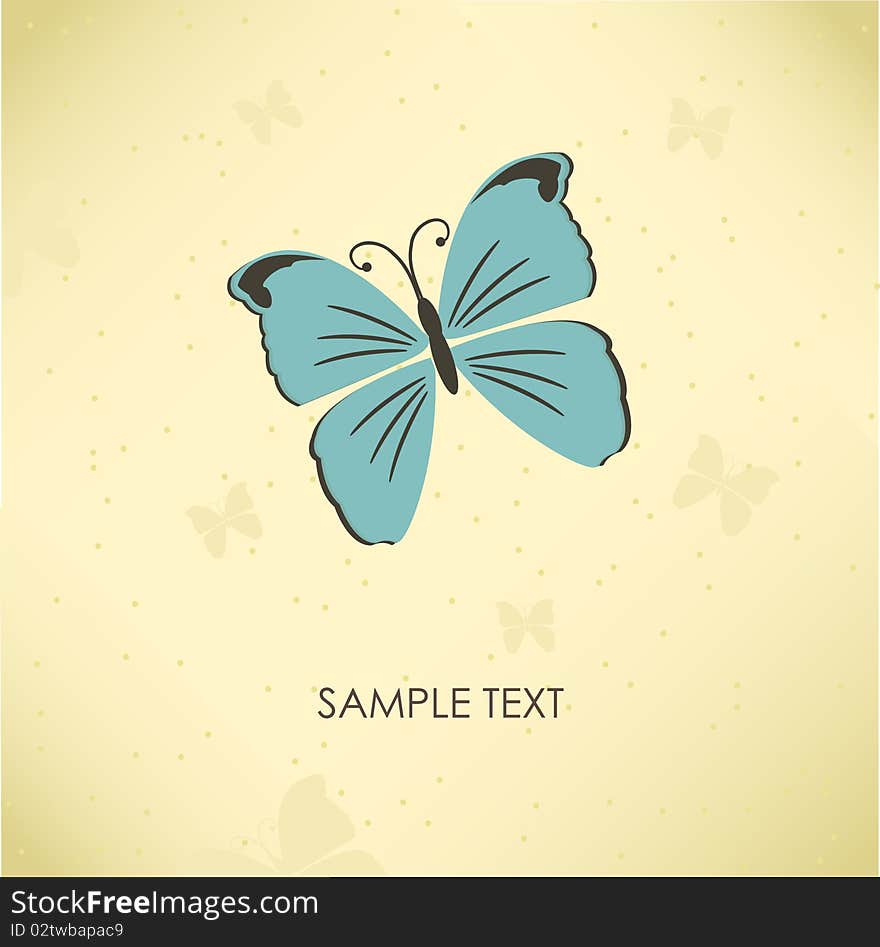 Vintage greeting card with vignette,butterfly. Vintage greeting card with vignette,butterfly.