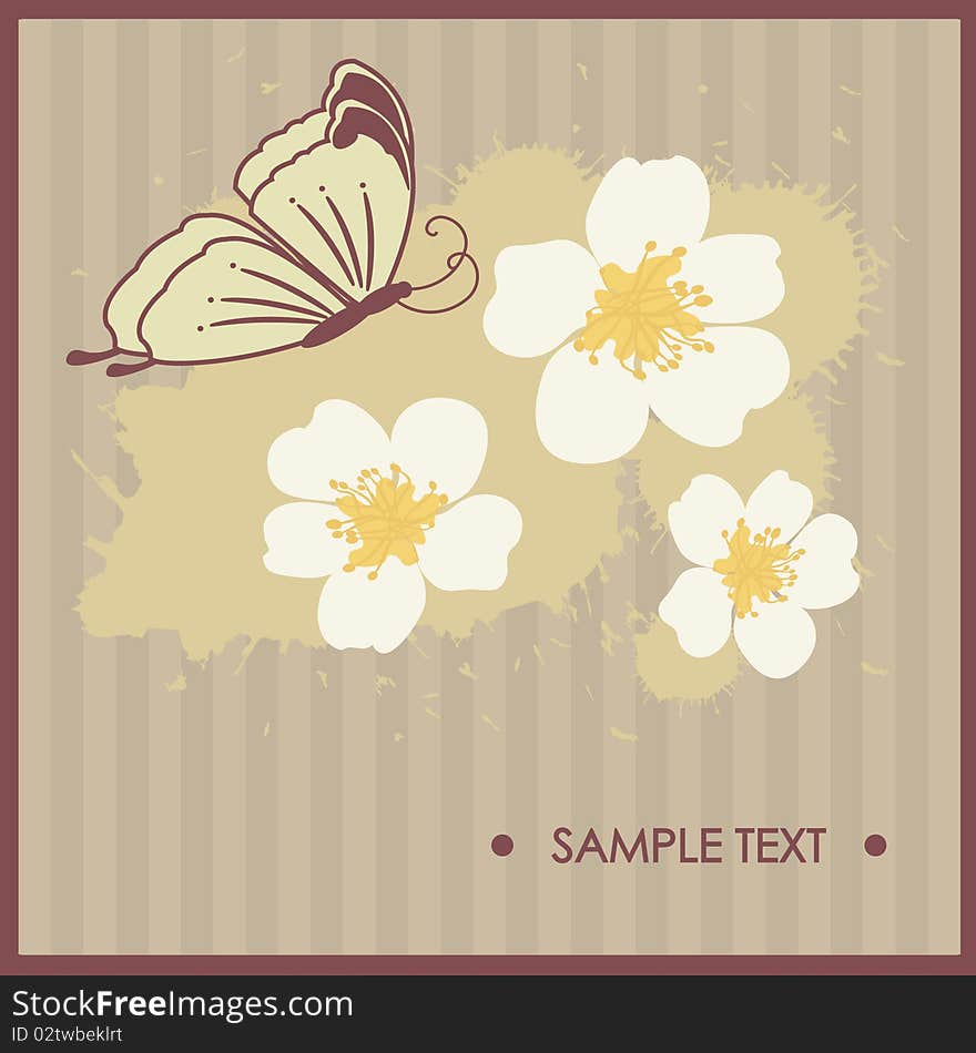 Floral card with butterfly