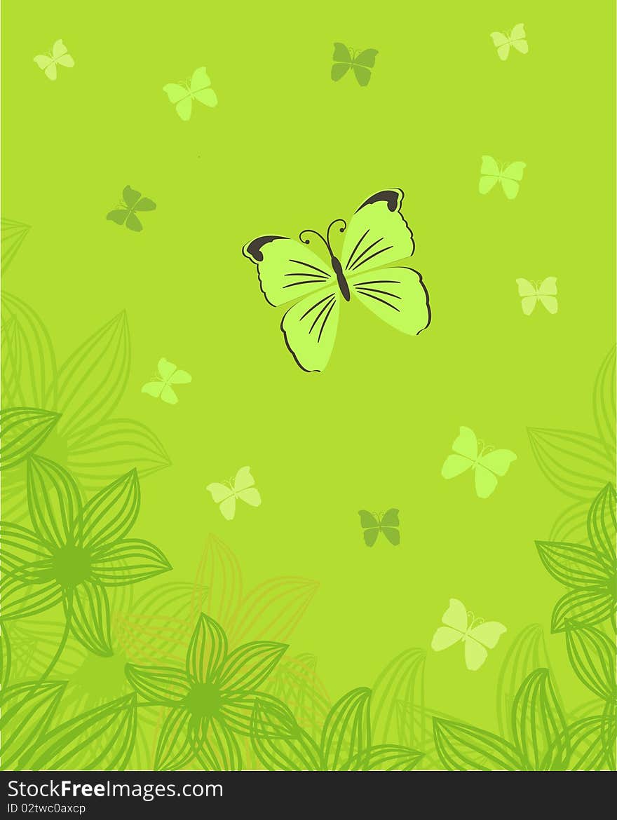 Floral card with butterfly