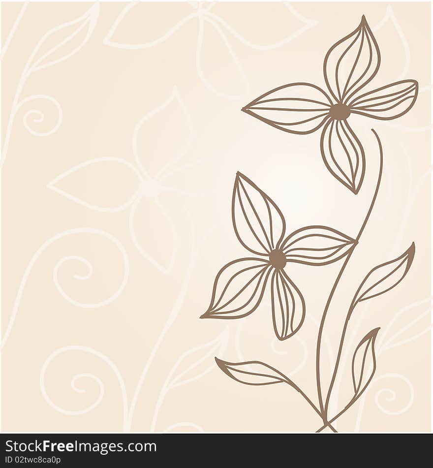 Floral Card With Abstract Flowers.