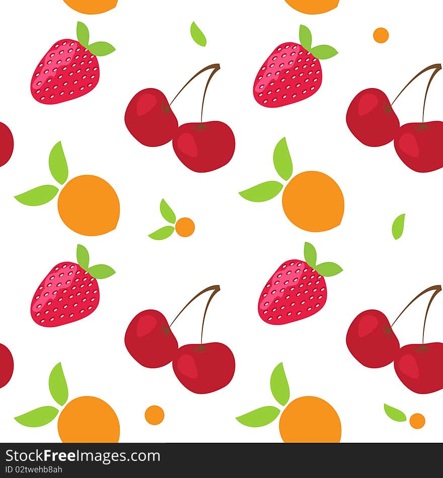 Vintage Seamless Pattern With Fruits