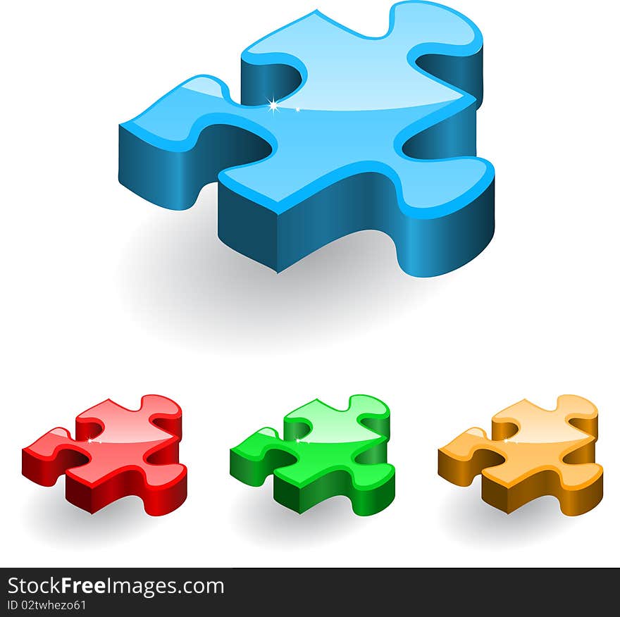 Set of a puzzle element different colors. Set of a puzzle element different colors