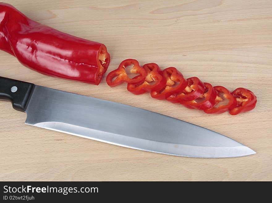 Cut Sweet red peppers  selection