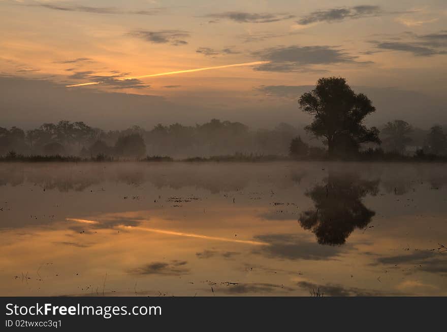 Sunrise at the Nature Reserve Koolmansdijk, Gelderland, Holland