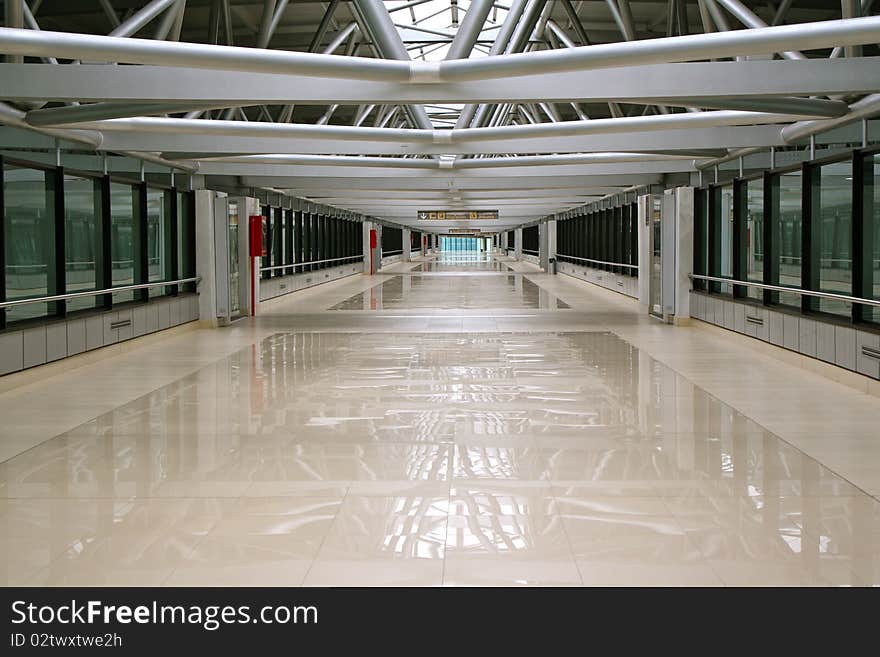 Connecting tunnel in Guatemala City International Airport La Aurora. Connecting tunnel in Guatemala City International Airport La Aurora