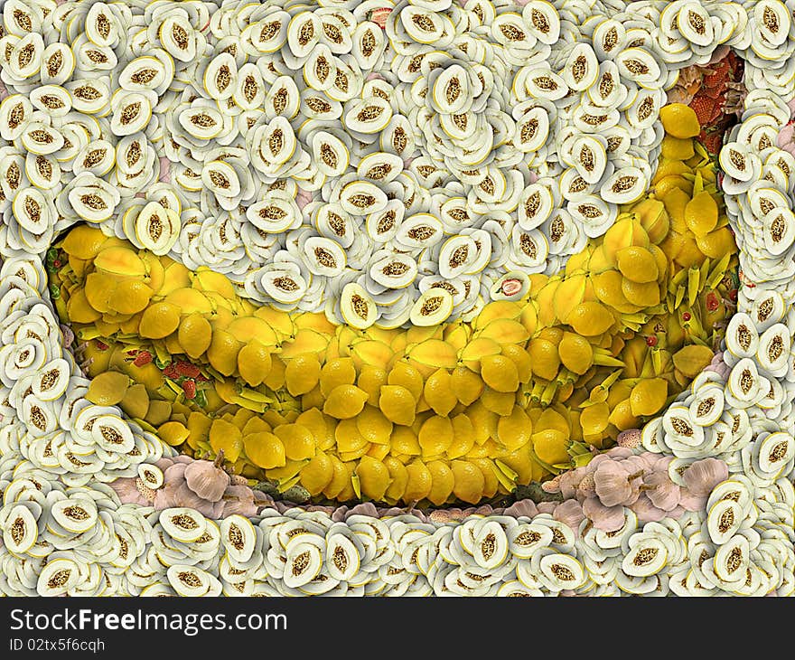 Illustration of banana, with vegetables. Illustration of banana, with vegetables