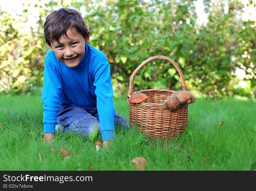 Little Boy With Mushrooms