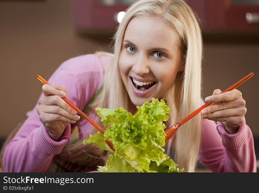 Preparing salad