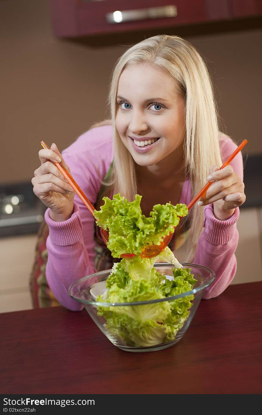 Preparing salad