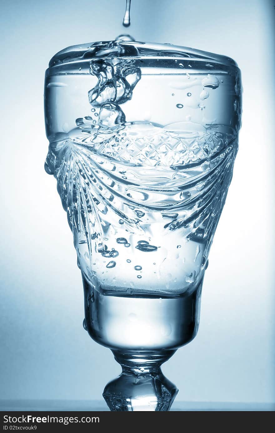 Flowing water in glass