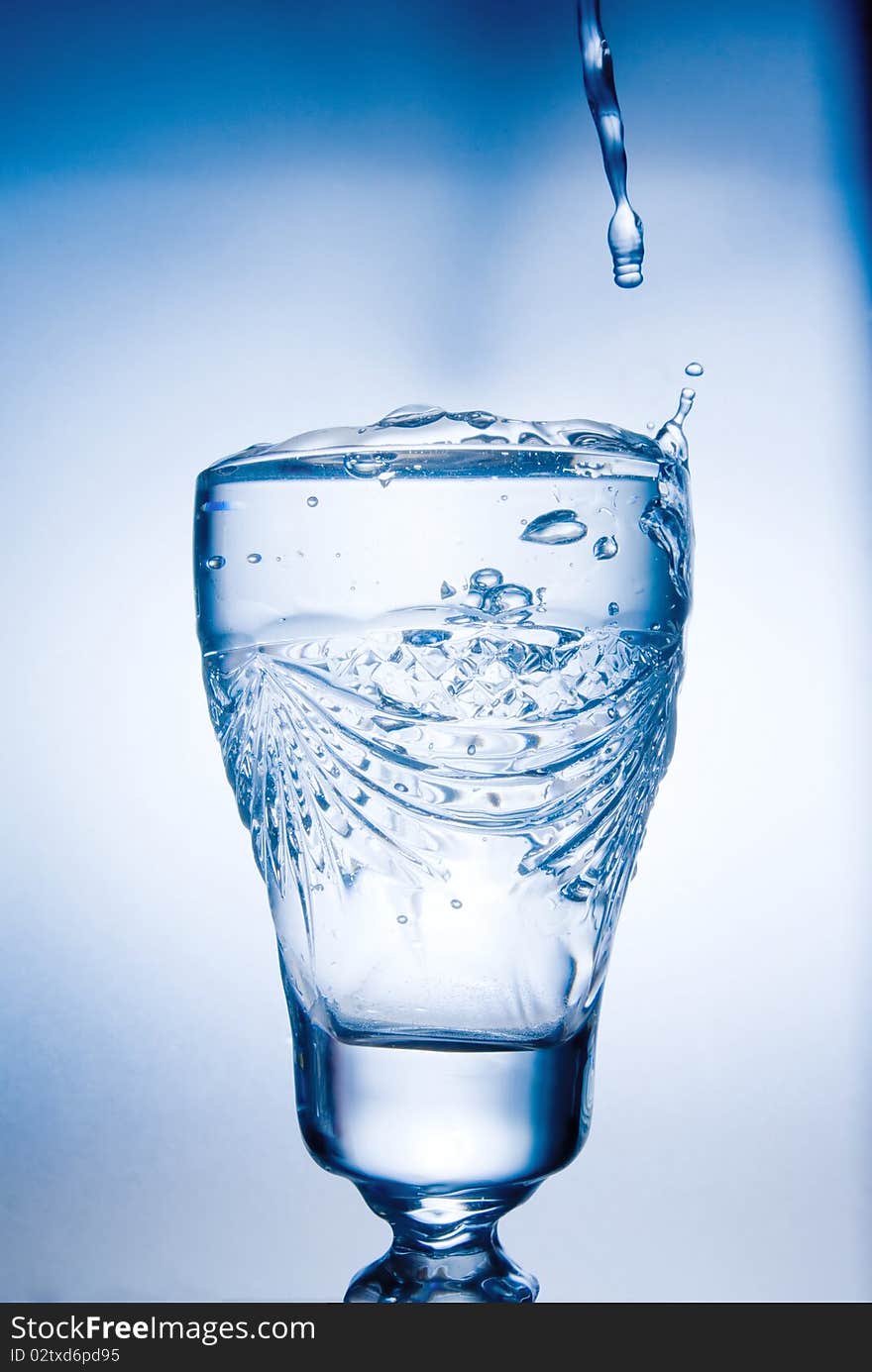 Flowing water in a glass