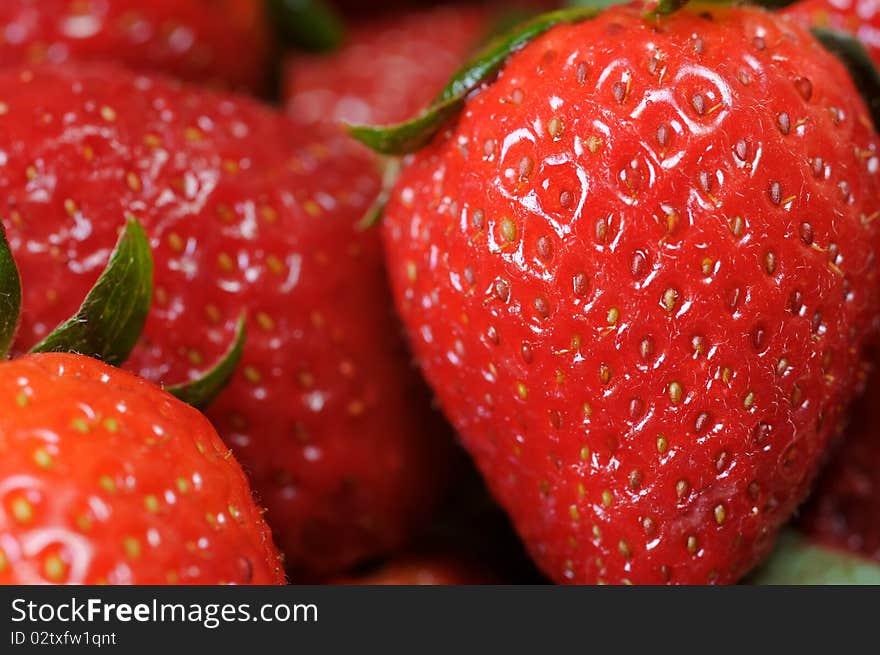 A few of strawberries side by side