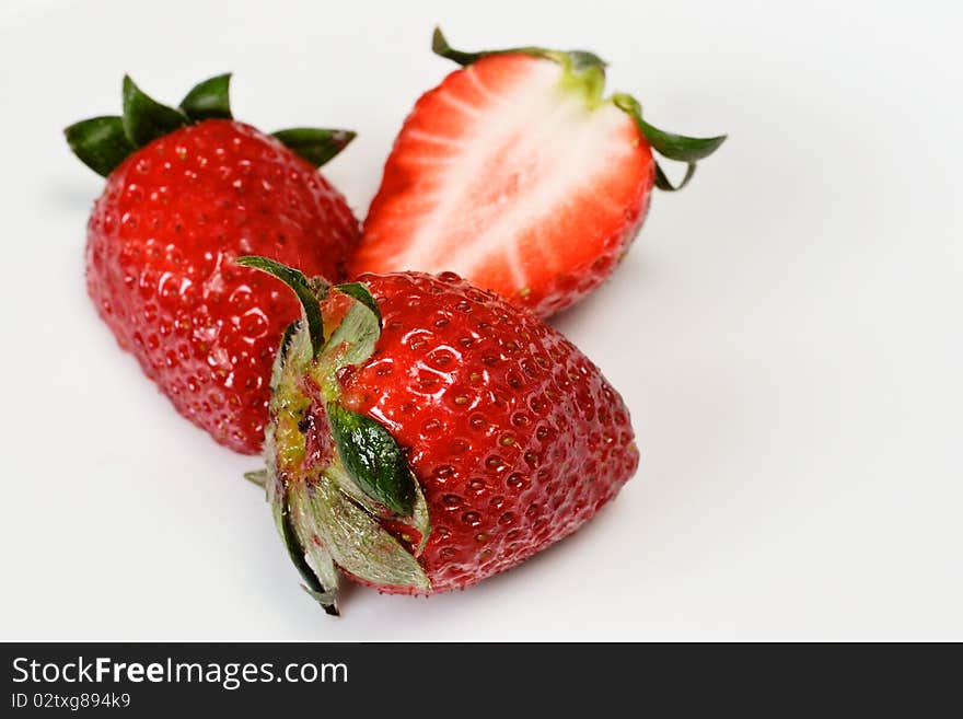 A few of strawberries side by side