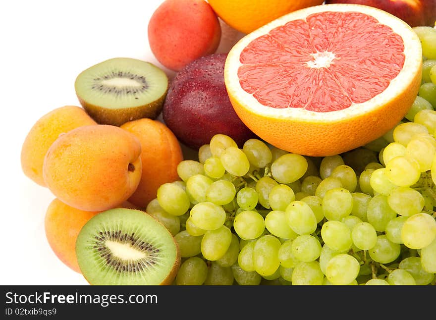 Ripe fruits isolated on a white background