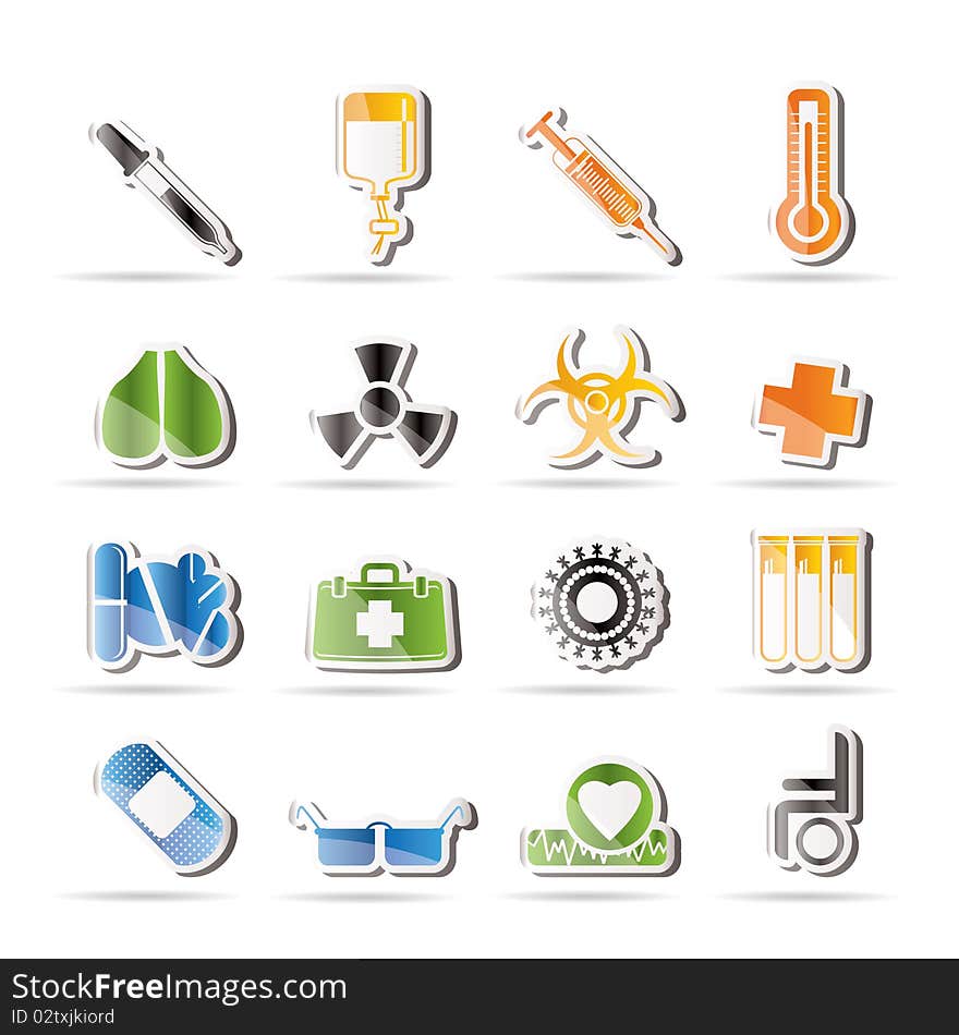 Collection of medical themed icons and warning-signs - Vector Icon Set. Collection of medical themed icons and warning-signs - Vector Icon Set