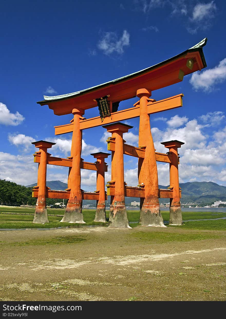 The dramatic gate of Itsukushima Shrine is one of Japan's most popular tourist attractions, and the view of the gate in front of the island's Mount Misen is classified as one of the Three Views of Japan. The dramatic gate of Itsukushima Shrine is one of Japan's most popular tourist attractions, and the view of the gate in front of the island's Mount Misen is classified as one of the Three Views of Japan