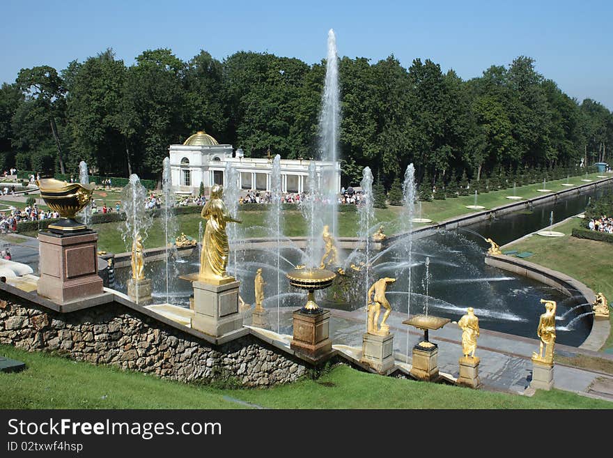 Peterghof fontain park in Saint Petersburg Russia