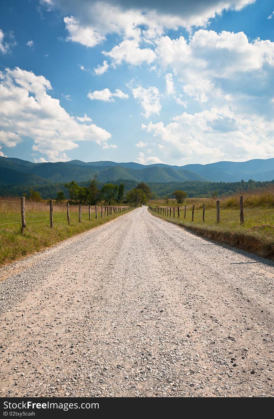 Cades Cove Rural Dirt Road Farm Landscape