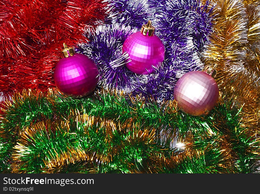 Christmas balls and garland, background