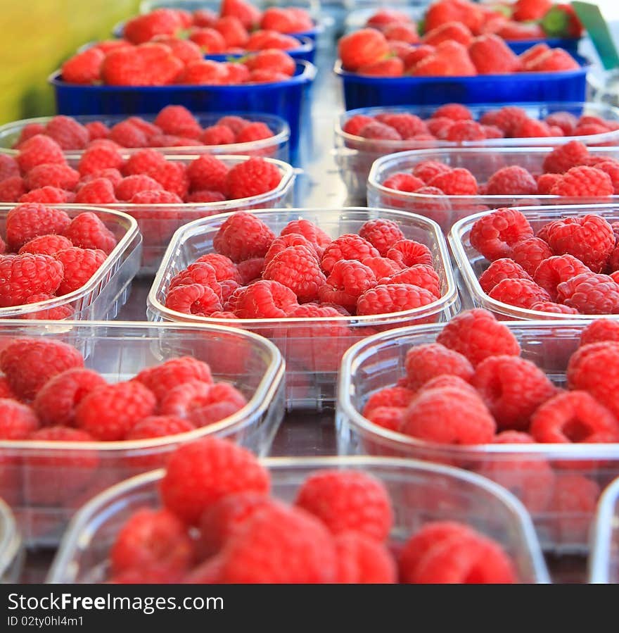 Sweet fresh raspberries closeup