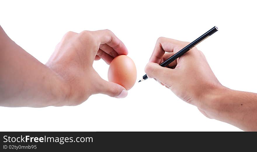 Hand draw on egg