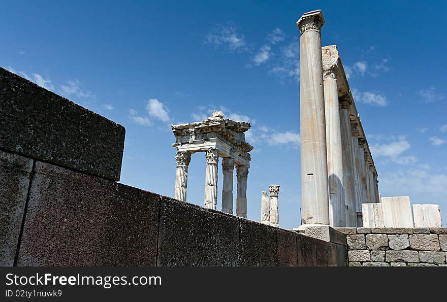 View of the antique ruins in Ephesus, Turkey