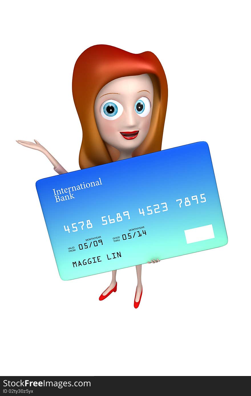 3d credit card girl