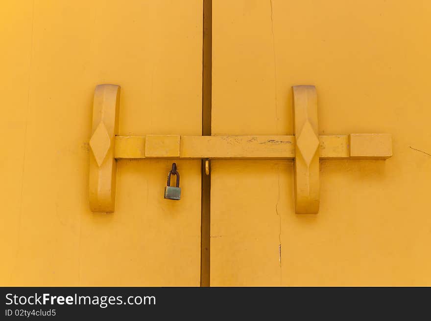 Thai style yellow door in Wat po