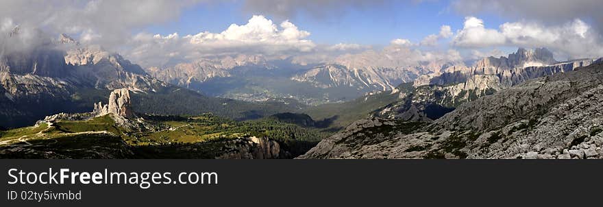 Landscape Dolomites of northern Italy - Tofana and Cinque Torri