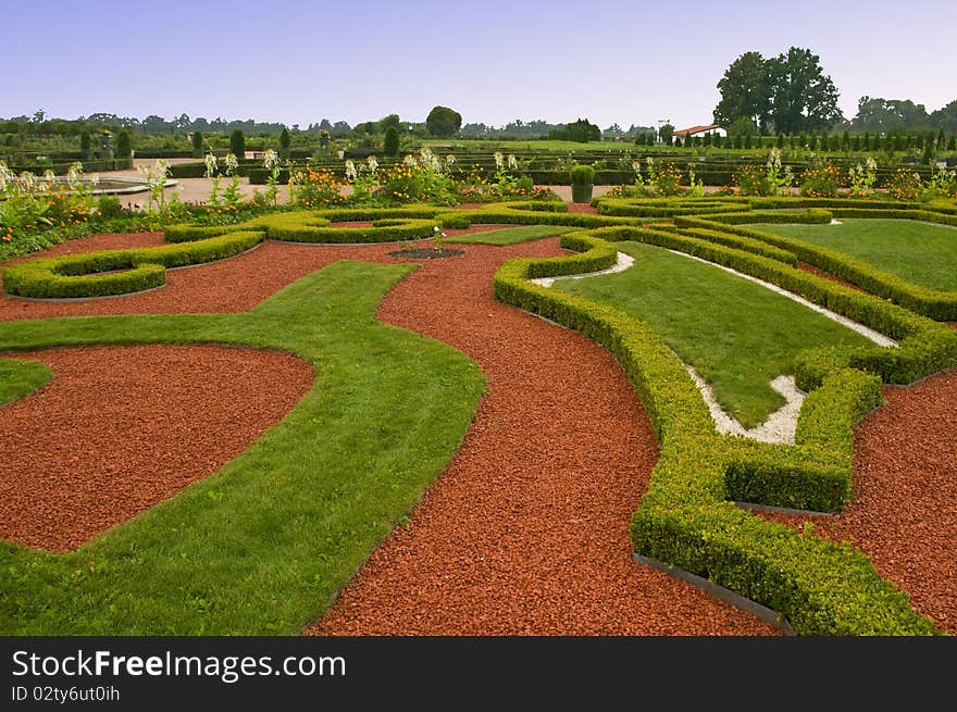 Avenue And Bed In Formal Garden