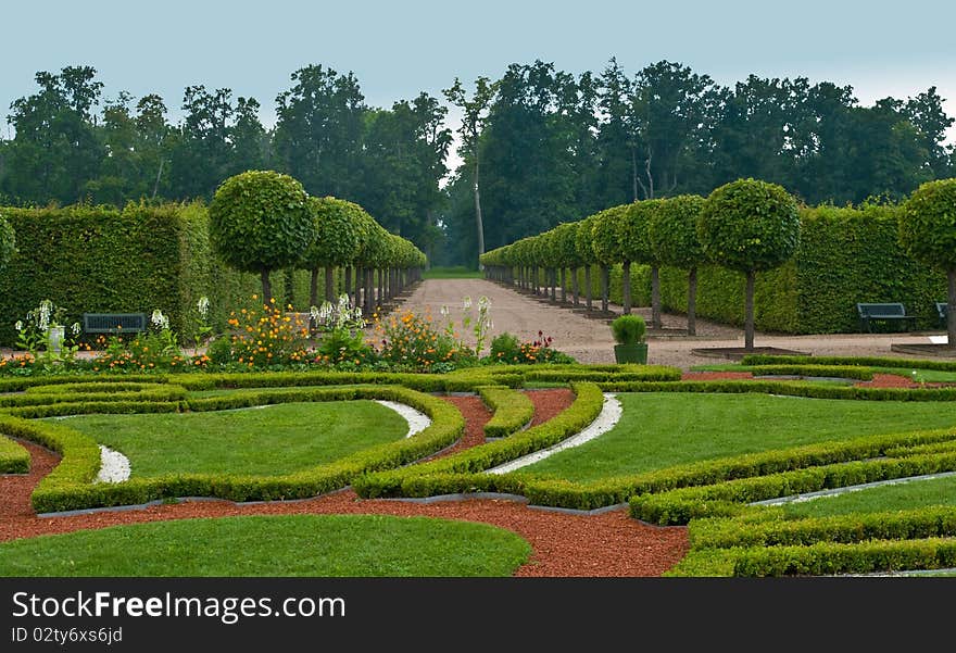 Avenue and bed in formal garden