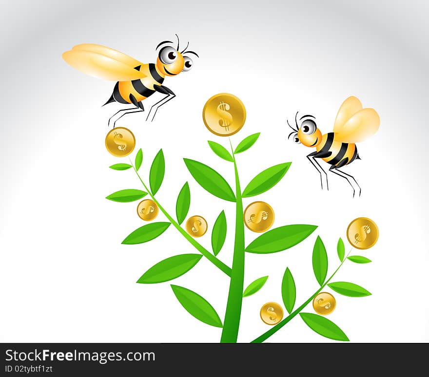 Happy Bee Character, cartoon Illustration. Happy Bee Character, cartoon Illustration.