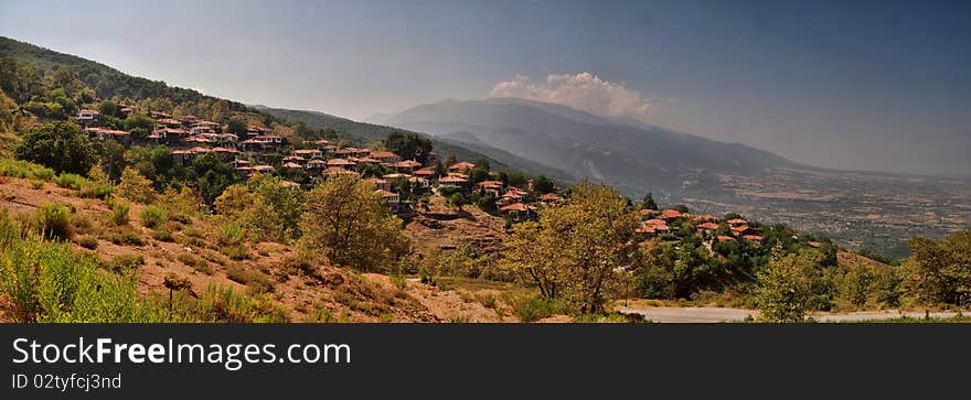 Traditional village in Greece near mount Olympus and Leptokaria