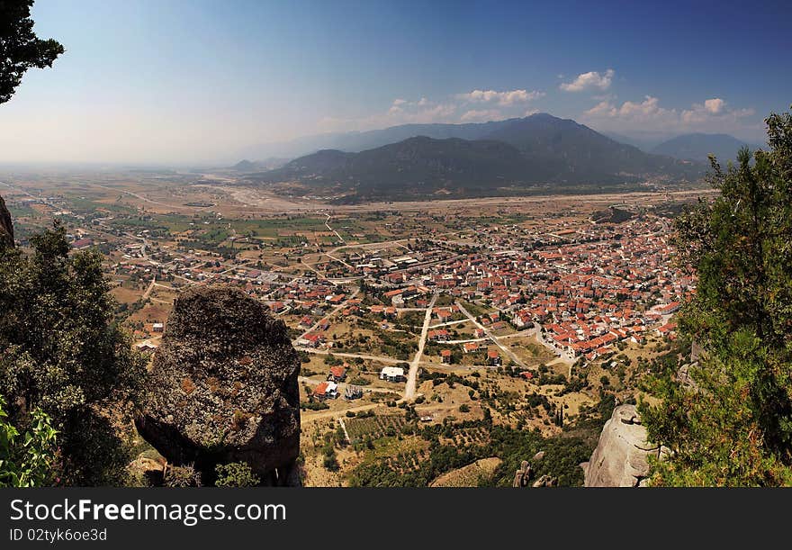 Kalambaka City in the valley - Meteora place, Greece. Kalambaka City in the valley - Meteora place, Greece