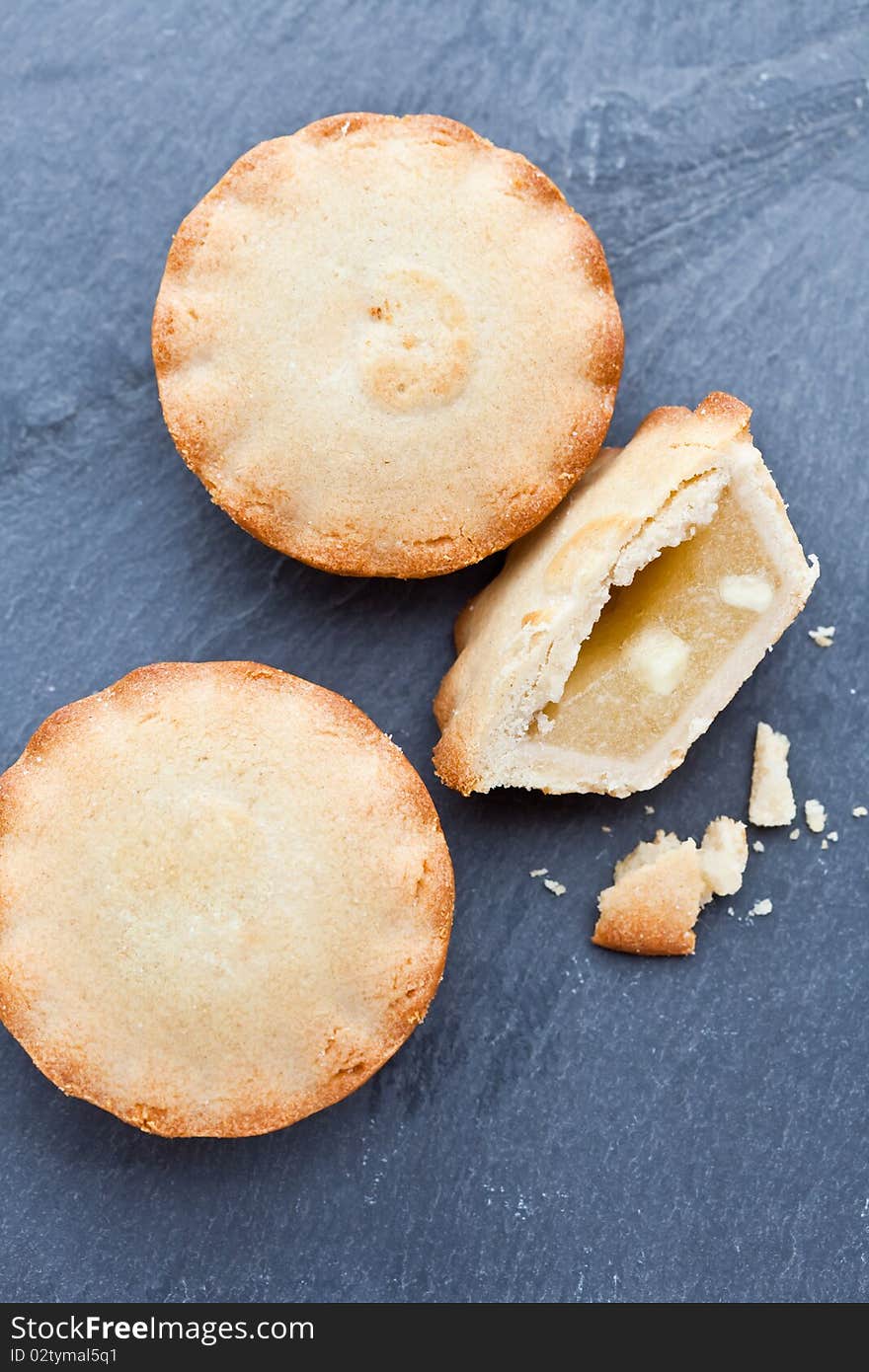 Delicious apple pies on a slate