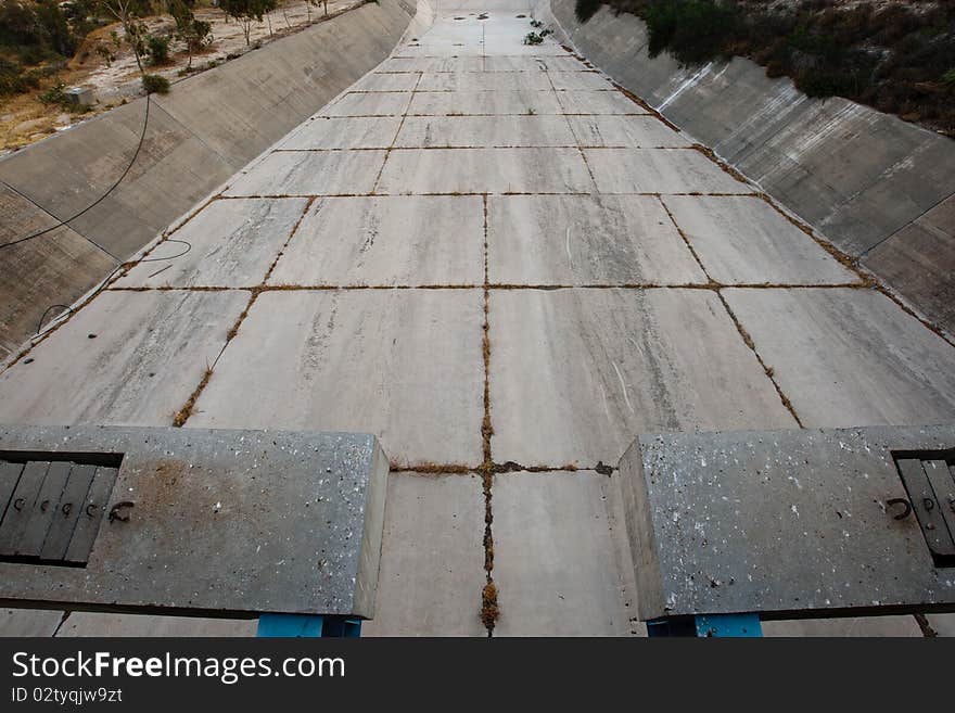 Empty water reservoir in Cyprus, drought.